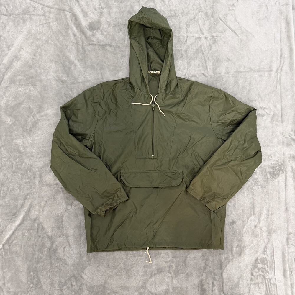 VTG 70/80s Izod Lacoste Pullover Windbreaker 1/4 Zip M Made in USA Olive Green